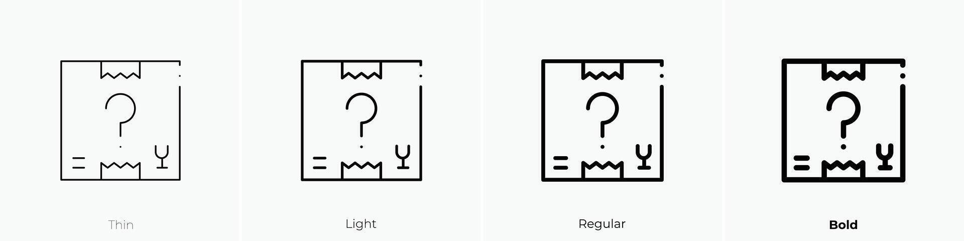 mystery icon. Thin, Light, Regular And Bold style design isolated on white background vector