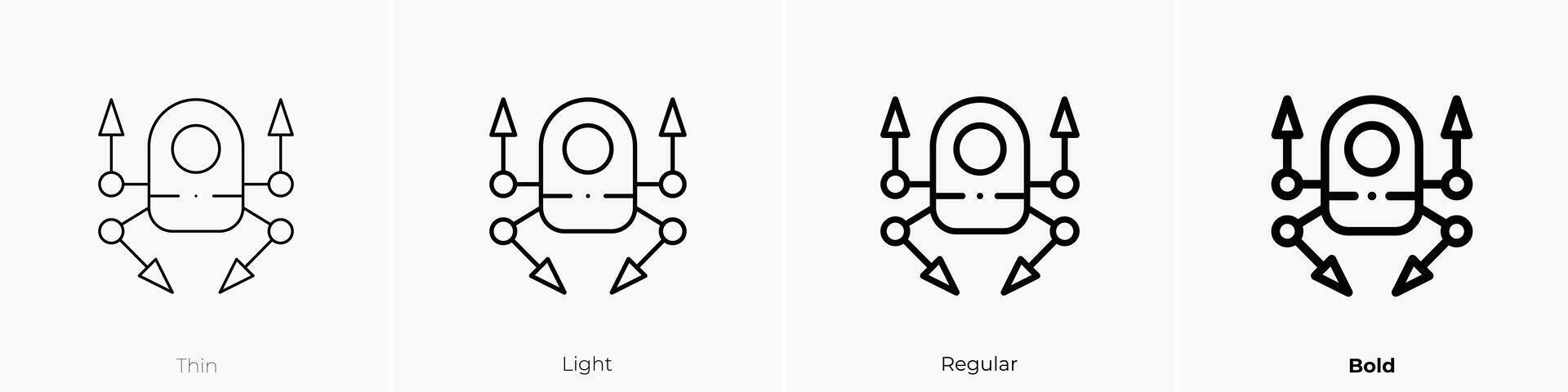 nanorobots icono. delgado, luz, regular y negrita estilo diseño aislado en blanco antecedentes vector