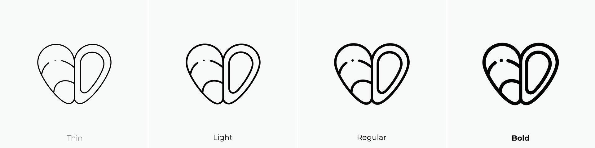 mussel icon. Thin, Light, Regular And Bold style design isolated on white background vector
