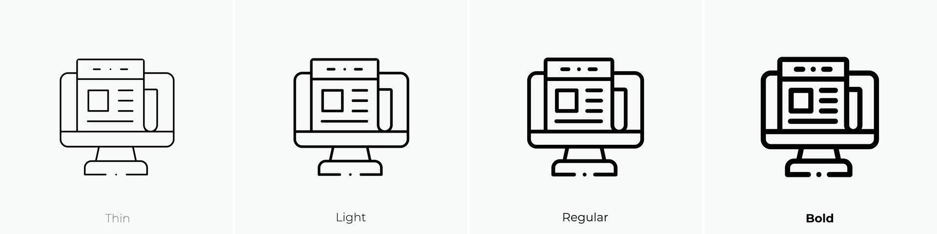 Noticias icono. delgado, luz, regular y negrita estilo diseño aislado en blanco antecedentes vector