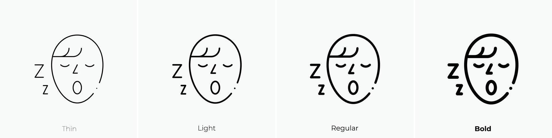 siesta icono. delgado, luz, regular y negrita estilo diseño aislado en blanco antecedentes vector