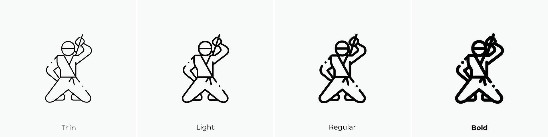 ninja icono. delgado, luz, regular y negrita estilo diseño aislado en blanco antecedentes vector