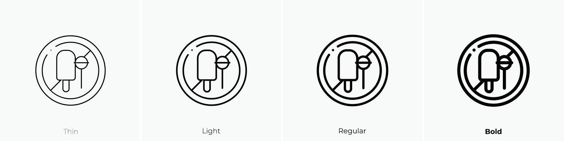 No azúcar icono. delgado, luz, regular y negrita estilo diseño aislado en blanco antecedentes vector