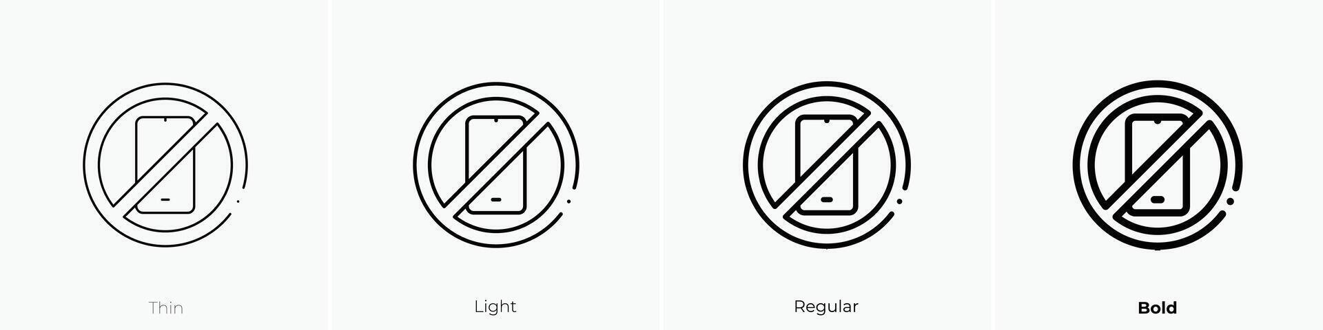 no phone icon. Thin, Light, Regular And Bold style design isolated on white background vector