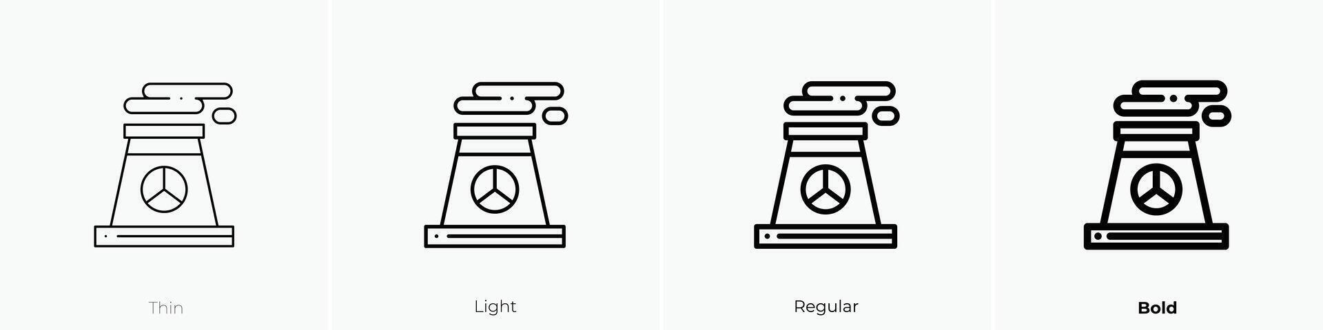 nuclear plant icon. Thin, Light, Regular And Bold style design isolated on white background vector