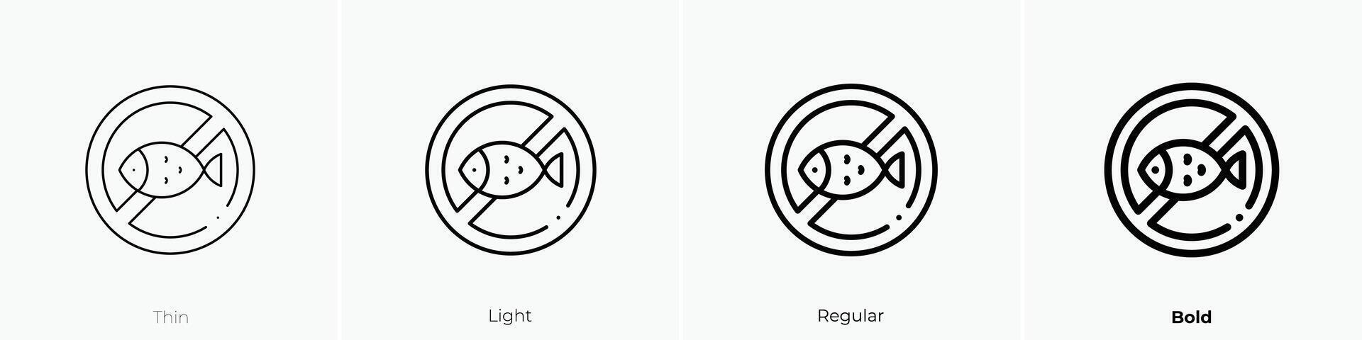 no fish icon. Thin, Light, Regular And Bold style design isolated on white background vector