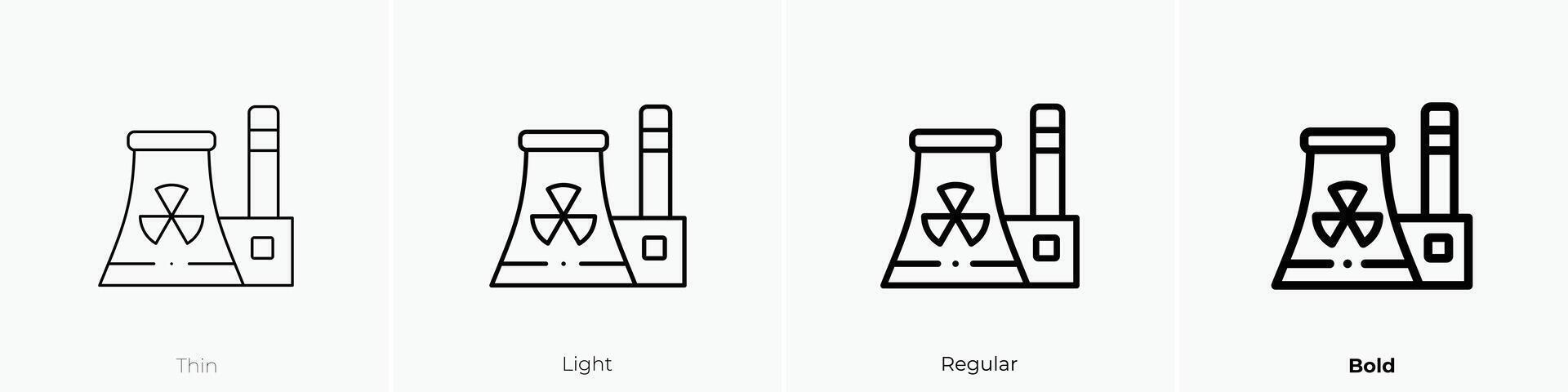 nuclear planta icono. delgado, luz, regular y negrita estilo diseño aislado en blanco antecedentes vector