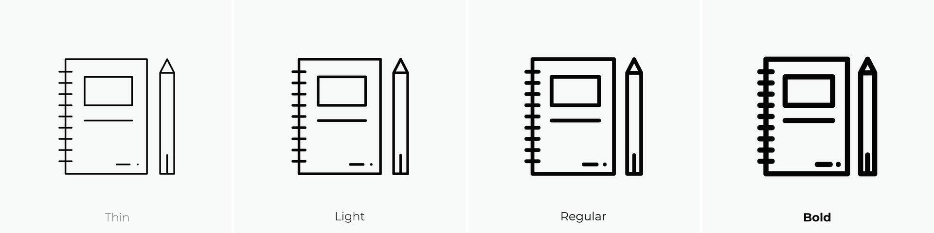 notebooks icon. Thin, Light, Regular And Bold style design isolated on white background vector