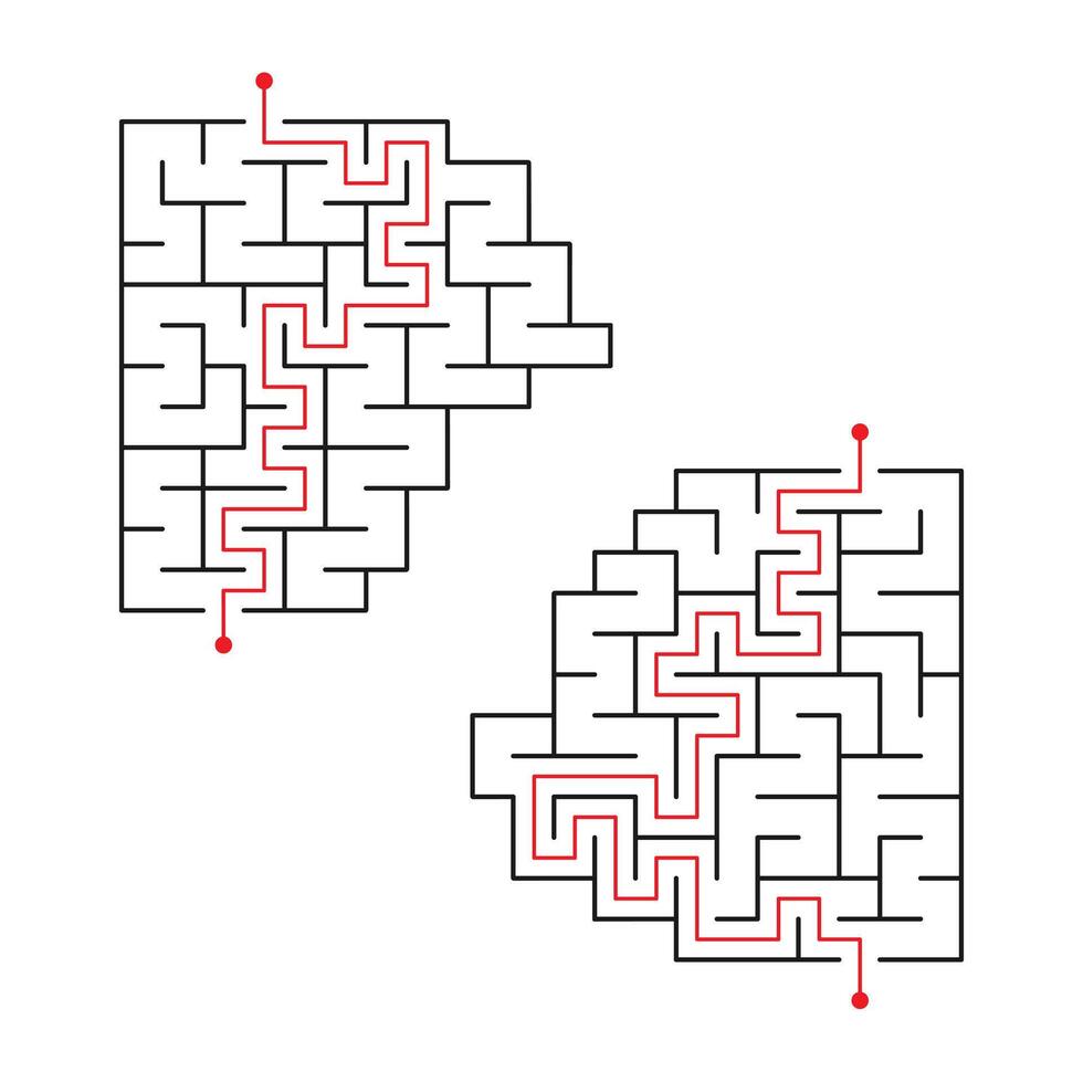 Vector children's game - a labyrinth for two to teach children. Who will find the way out of the maze faster