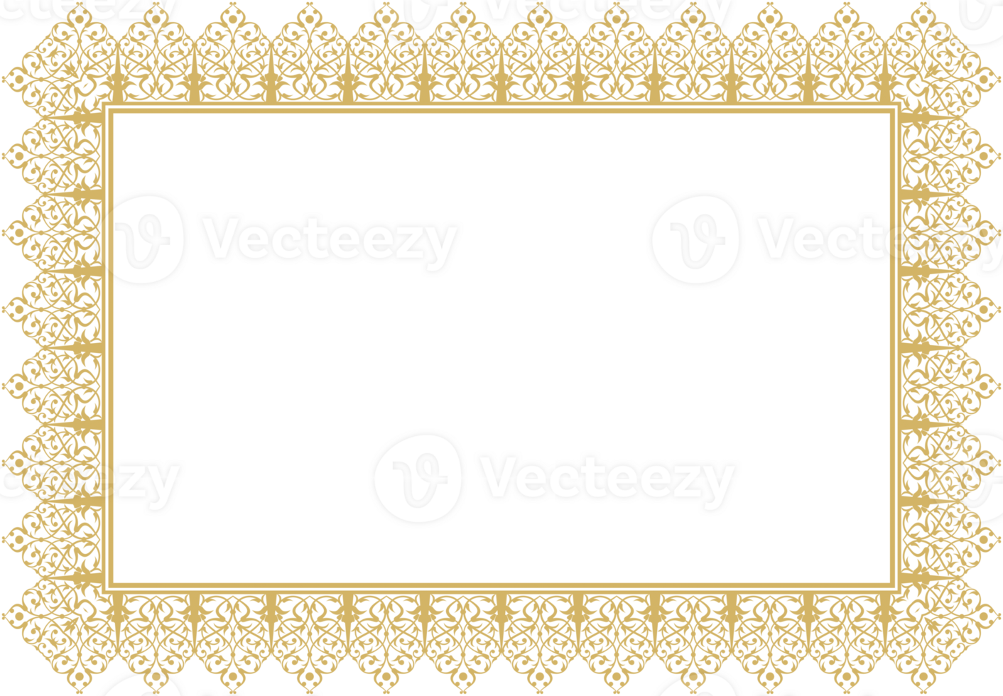 Rectangular shape Border frame. Suitable for use in mosque decorations, backgrounds, calligraphy, frames, invitation cards. usability with the text input area in the center. PNG file