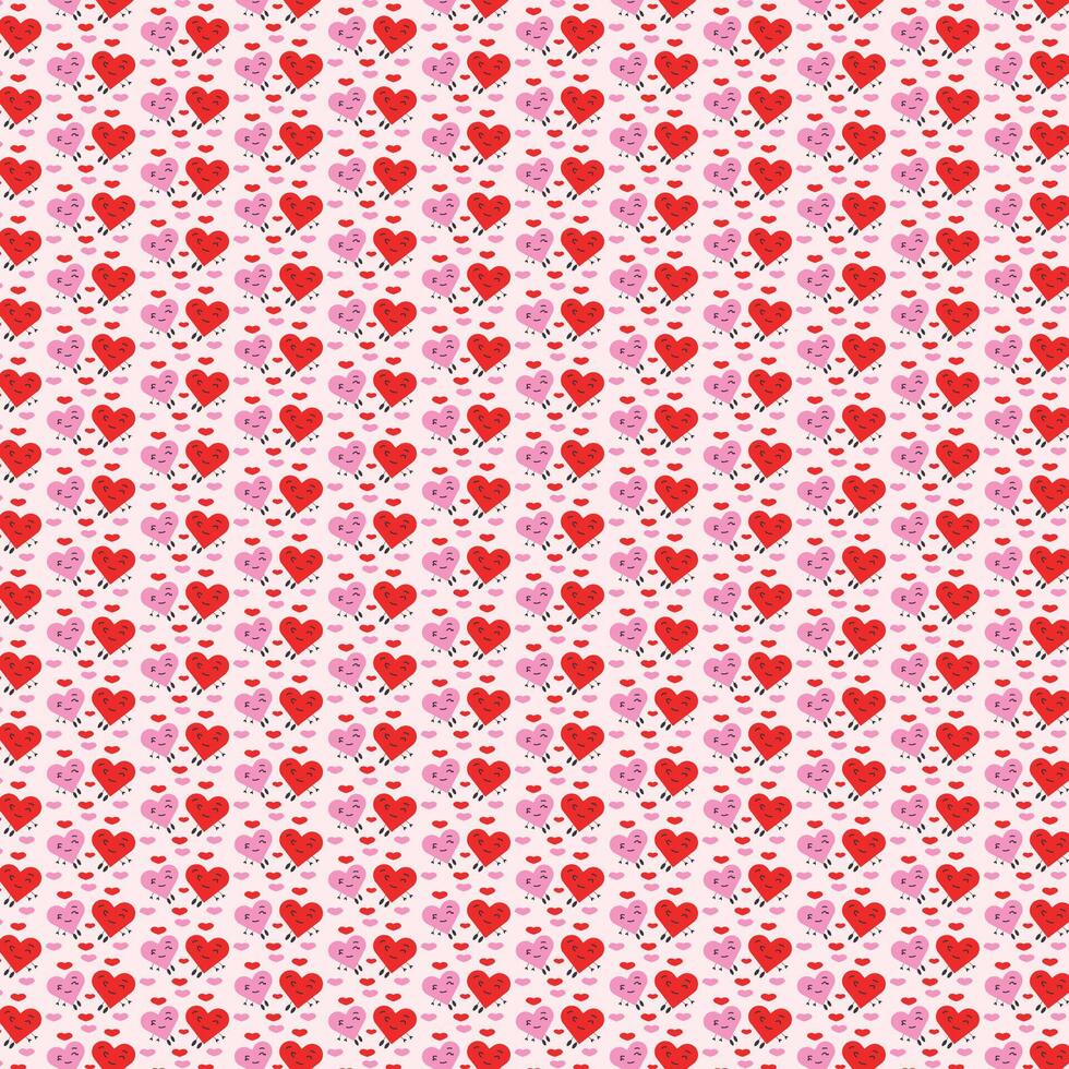 VValentine pattern with cute red love and ping vector