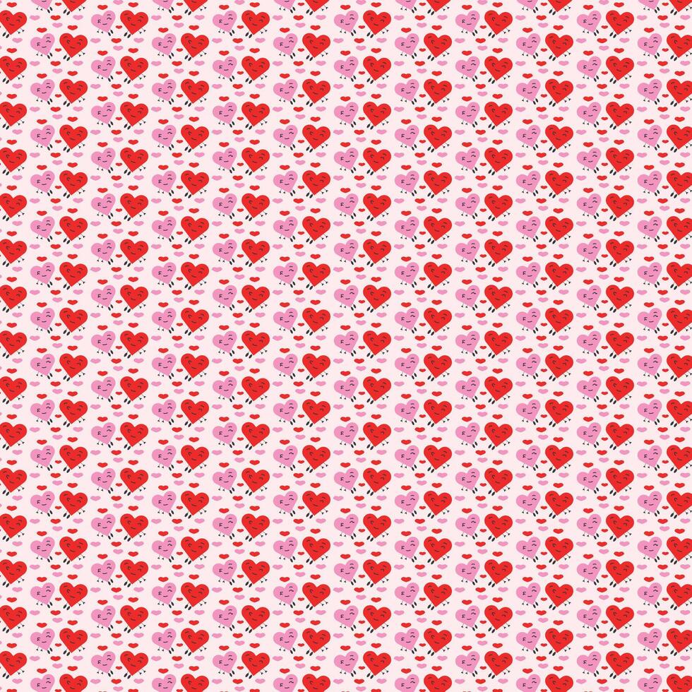 VValentine pattern with cute red love and ping vector