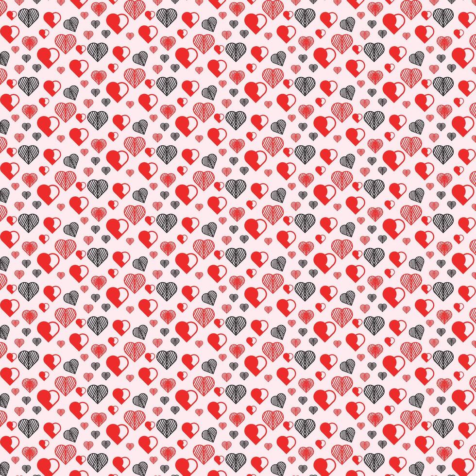 Valentine pattern with red hearts vector