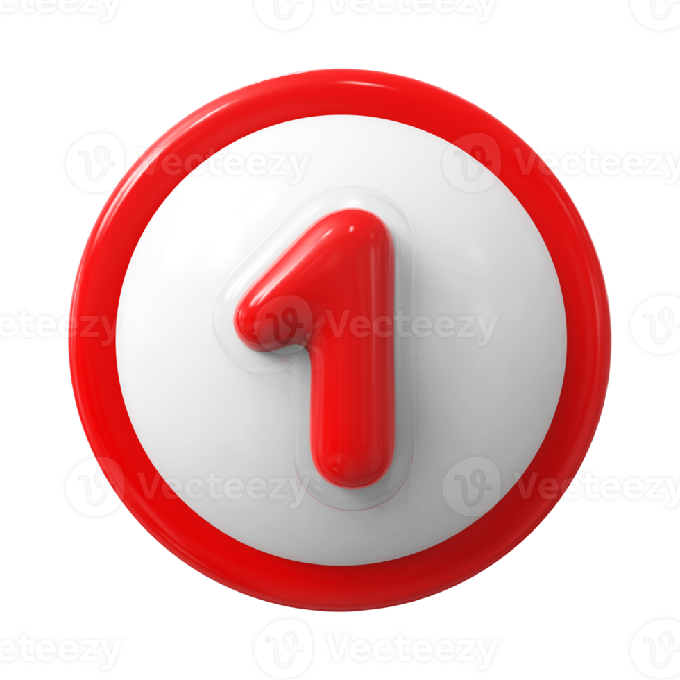Red Number 1 3D Render - 1 png