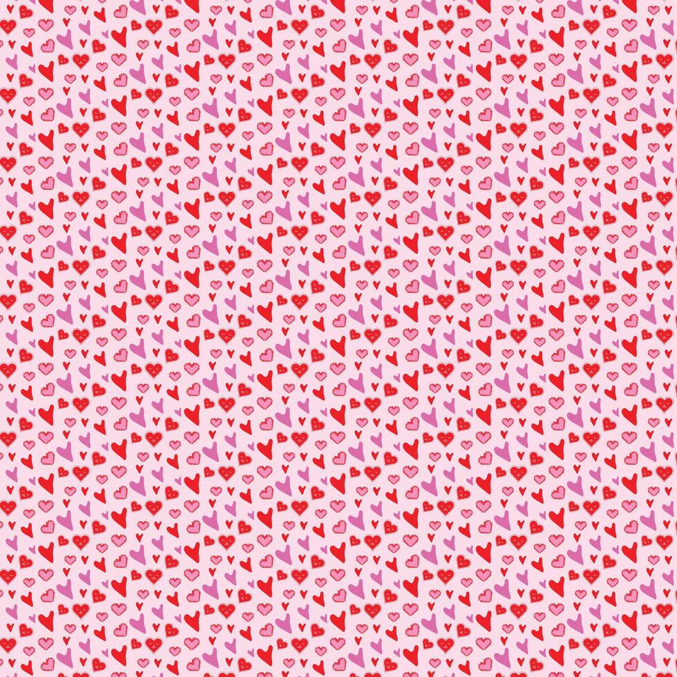 Pack of hand drawn heart patterns vector