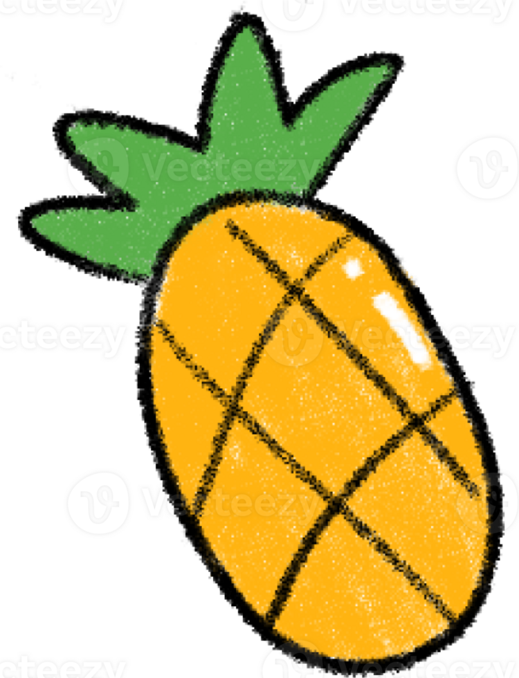 pineapple crayon line cute png