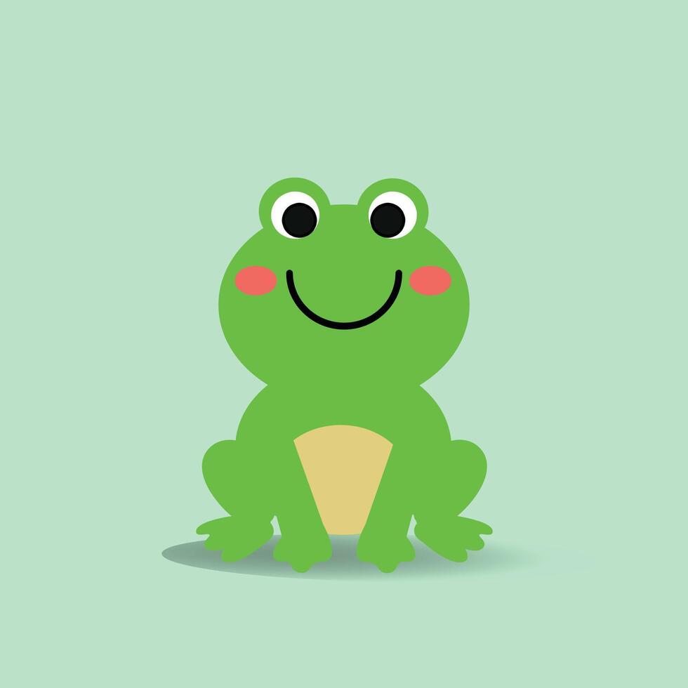 Cute Frog cartoon Flat style.animal vector illustration. Animal start with F letter.