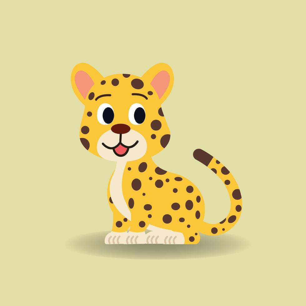 Baby Jaguar cartoon. vector illustration.Cheetah sitting with yellow background.Alphabet animal concept