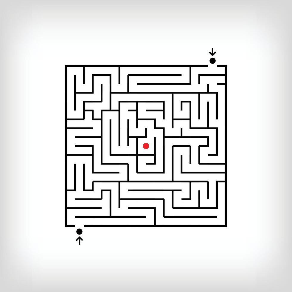 Mixed square and two-entrance maze puzzle. Confusing game and educational activity set. vector
