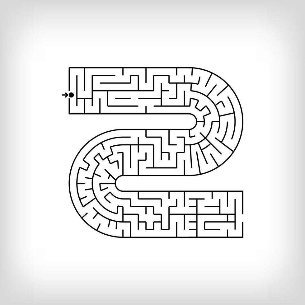 Unique linear letter Z maze puzzle. Confusing game and educational activity set. vector