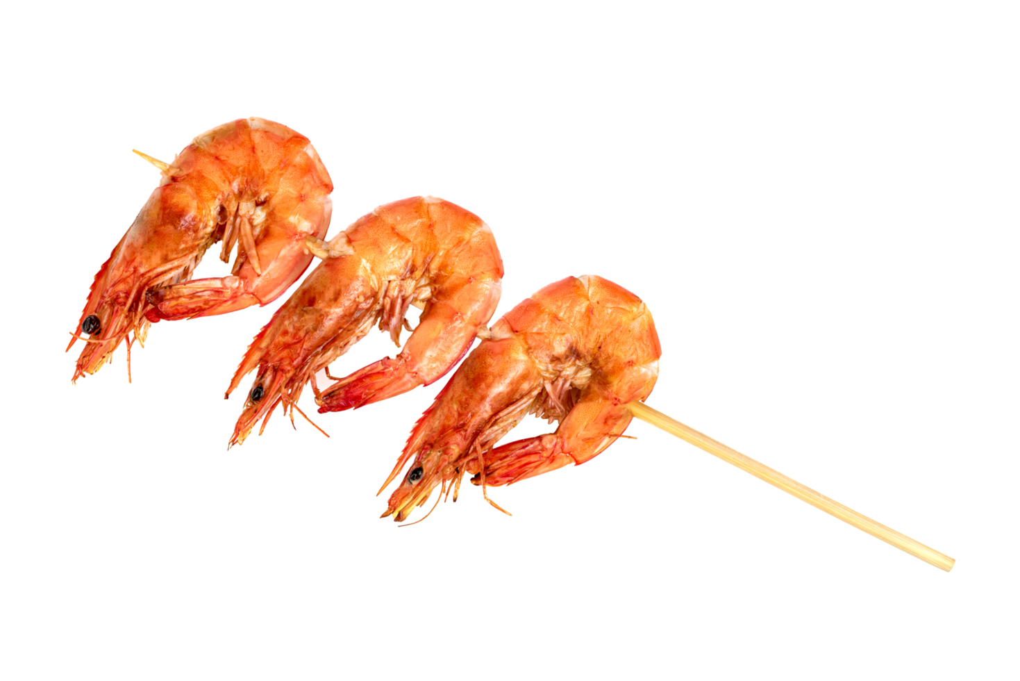 roasted prawn with skewer isolated,grilled shrimp png