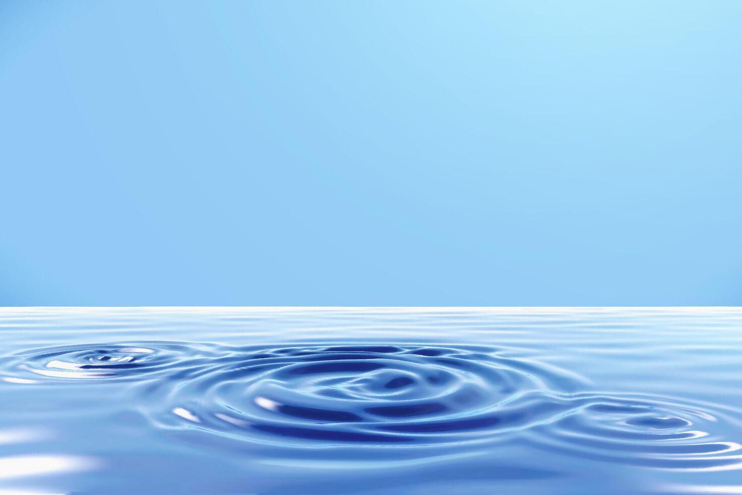 3d blue water ripples background. Illustration of multiple ripples on wavy ocean water vector