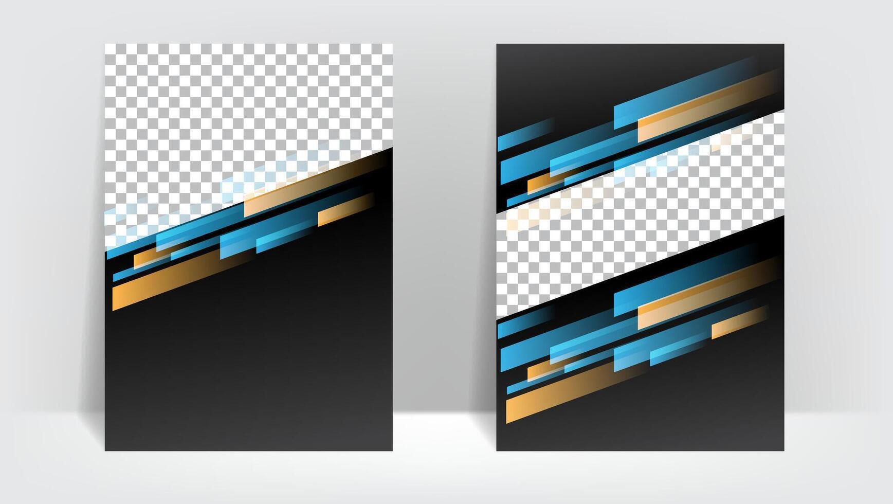 business layout background with space for photo. blue orange diagonal stripes. vector illustration