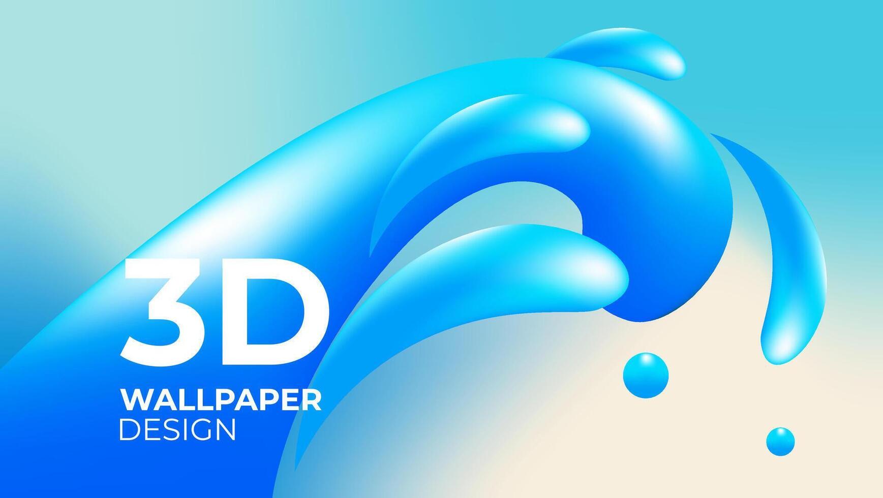3d abstract blue fluid wallpaper background. 3d water design. vector illustration