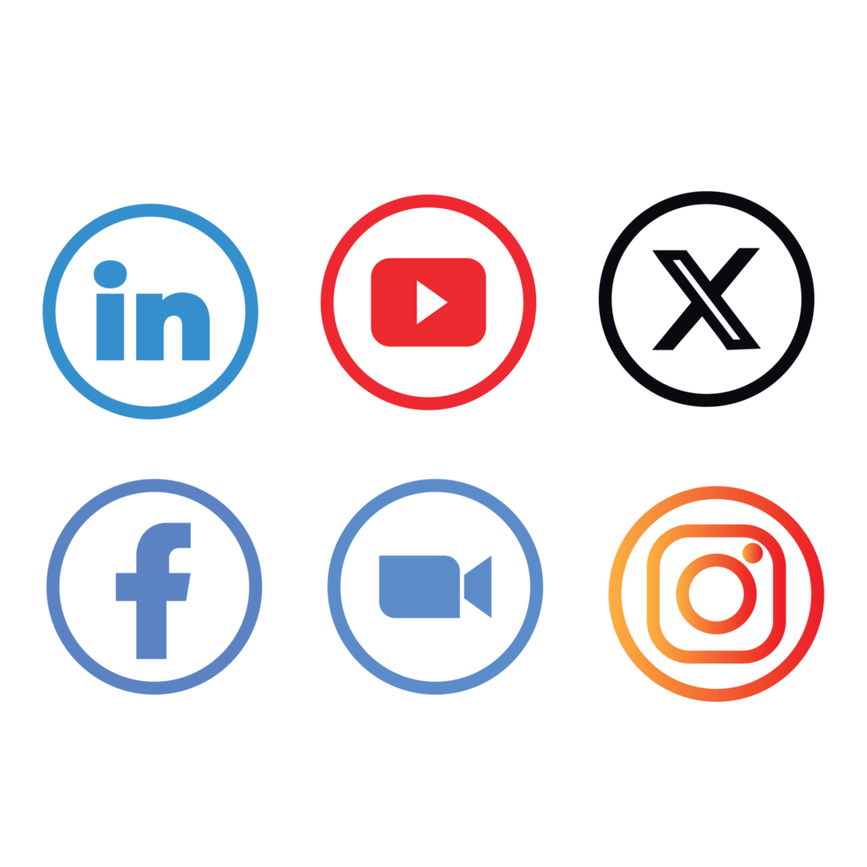 Social media platforms icons in round shape png