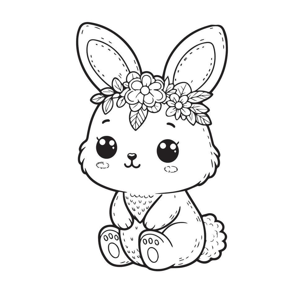 cute rabbit vector illustration for coloring