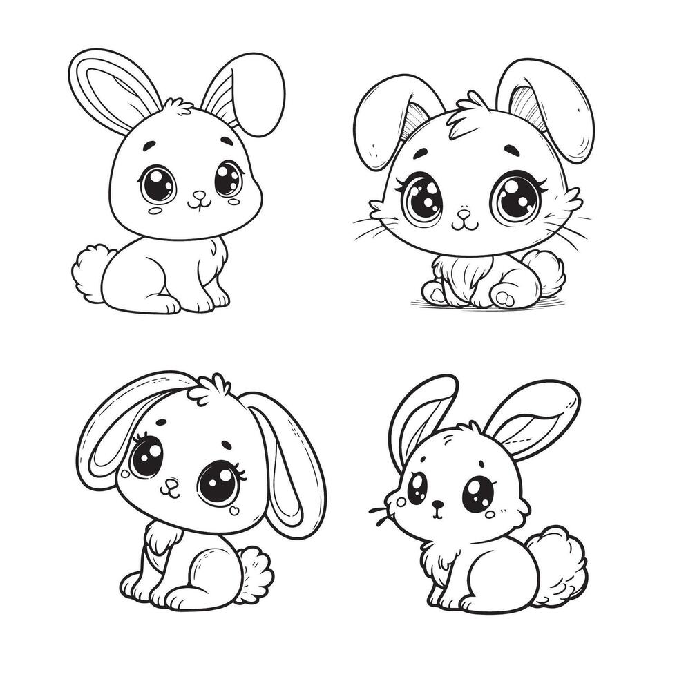 cute rabbit vector illustration for coloring