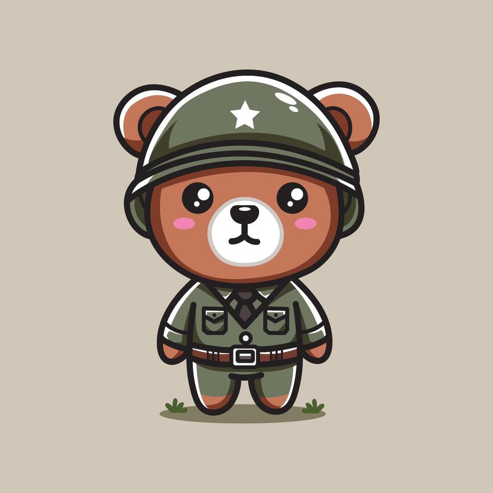 Cute Vector Design Illustration Army Bear