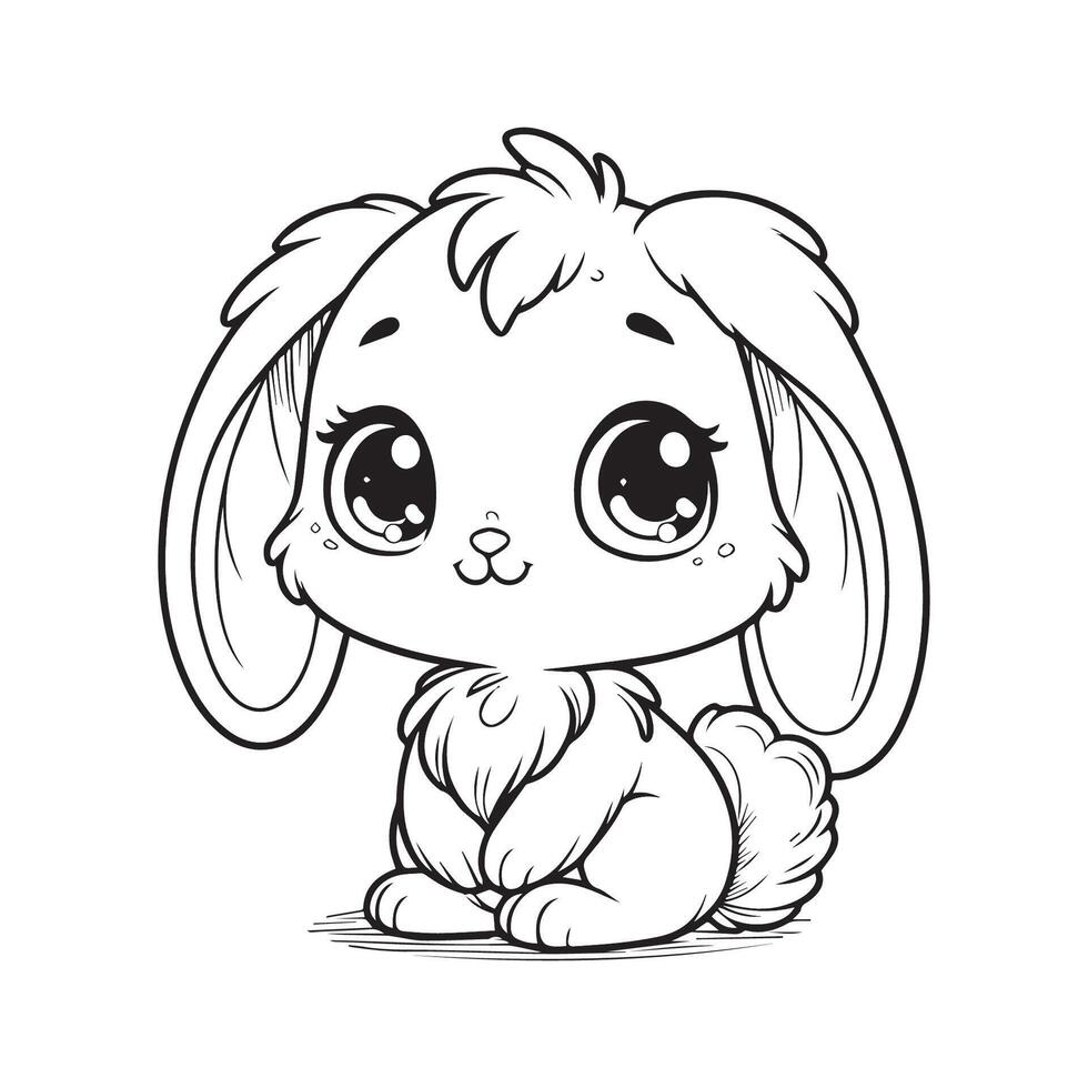 cute rabbit vector illustration for coloring