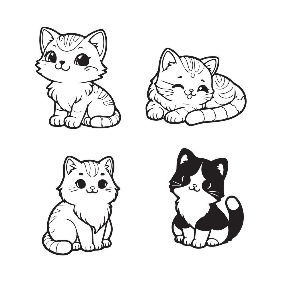 cute cat vector illustration for coloring