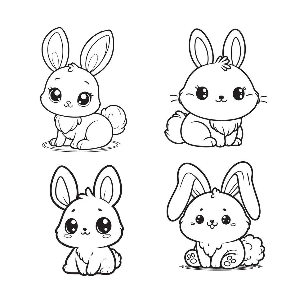 cute rabbit vector illustration for coloring