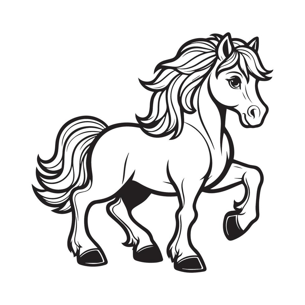 Cute Vector Illustration Images of Horses for Coloring