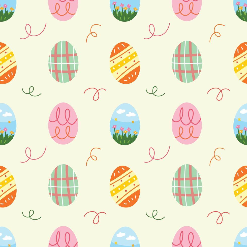Easter eggs with different texture seamless pattern background for wrapping and wallpaper vector