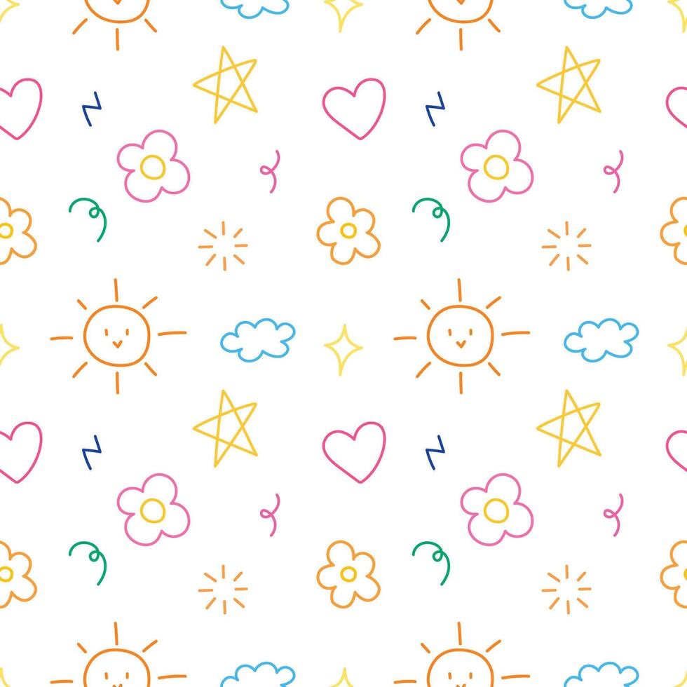 Abstract various shapes and doodle strokes seamless pattern background. Cartoon and illustration for element vector