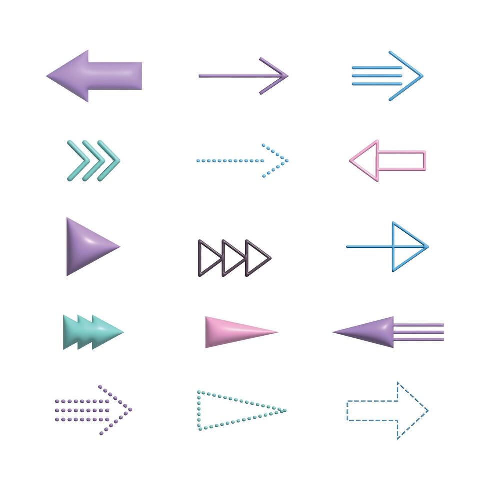 Different 3D arrows with colorful for direction, element and icon vector