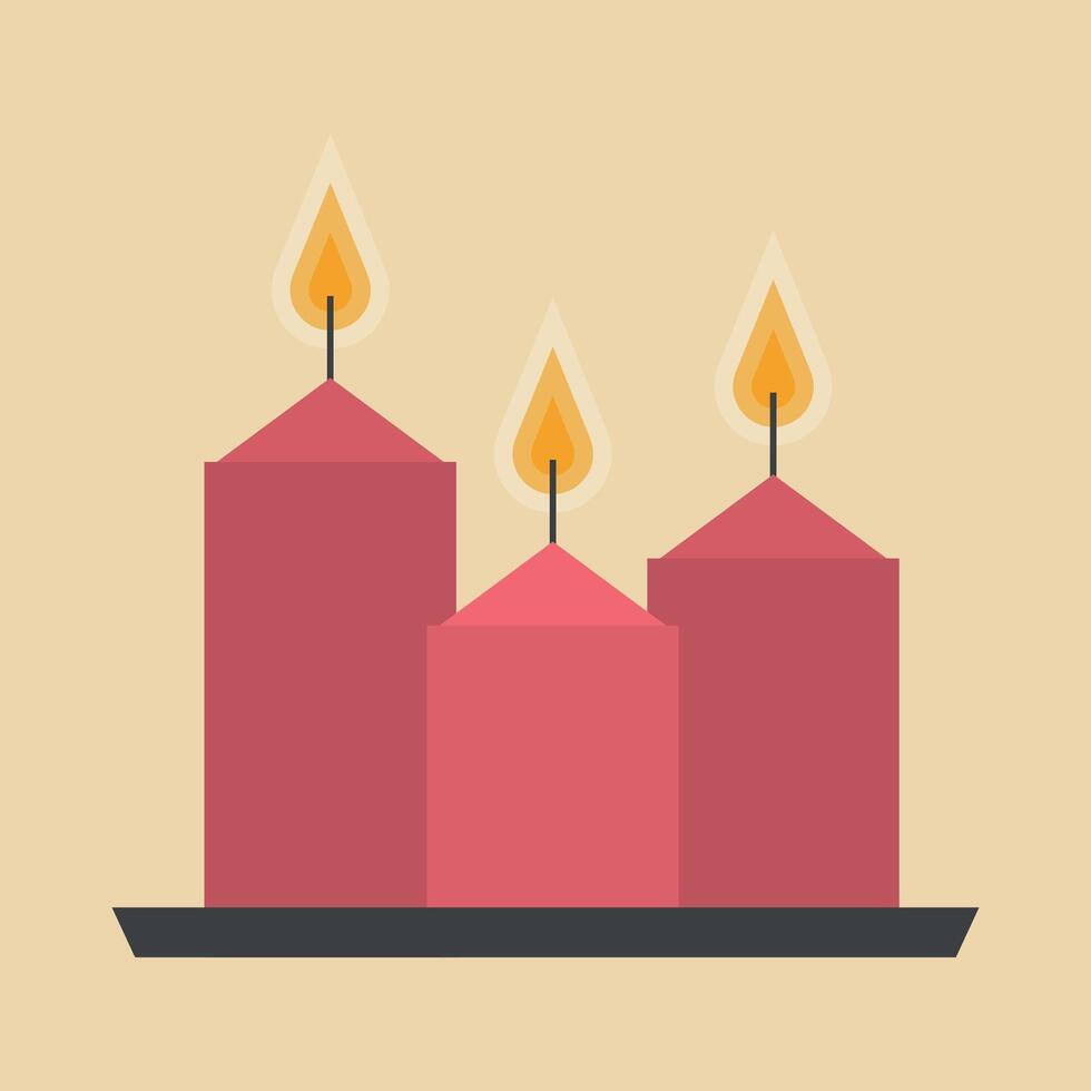 Vector set of burning candles flat vector