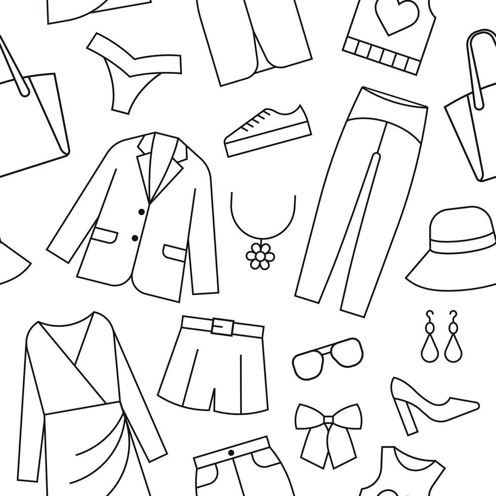 Clothes icons seamless vector pattern vector