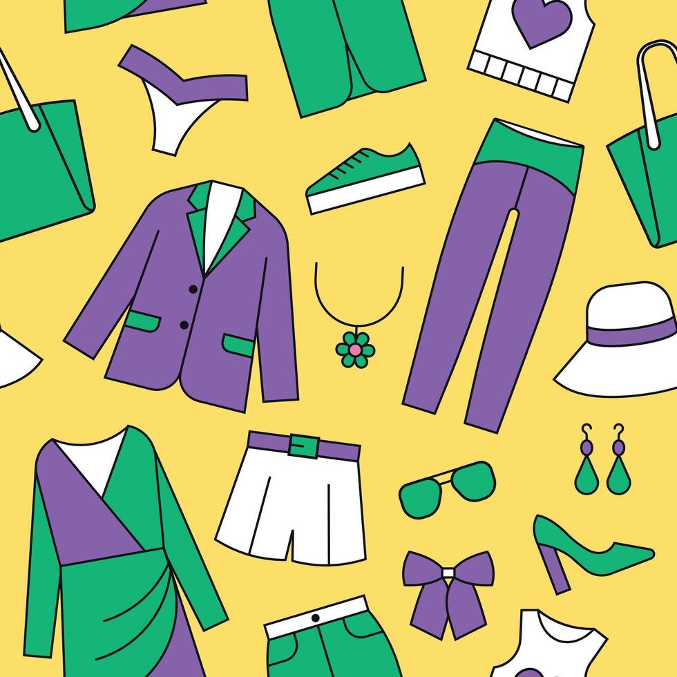 Clothes icons seamless vector pattern vector