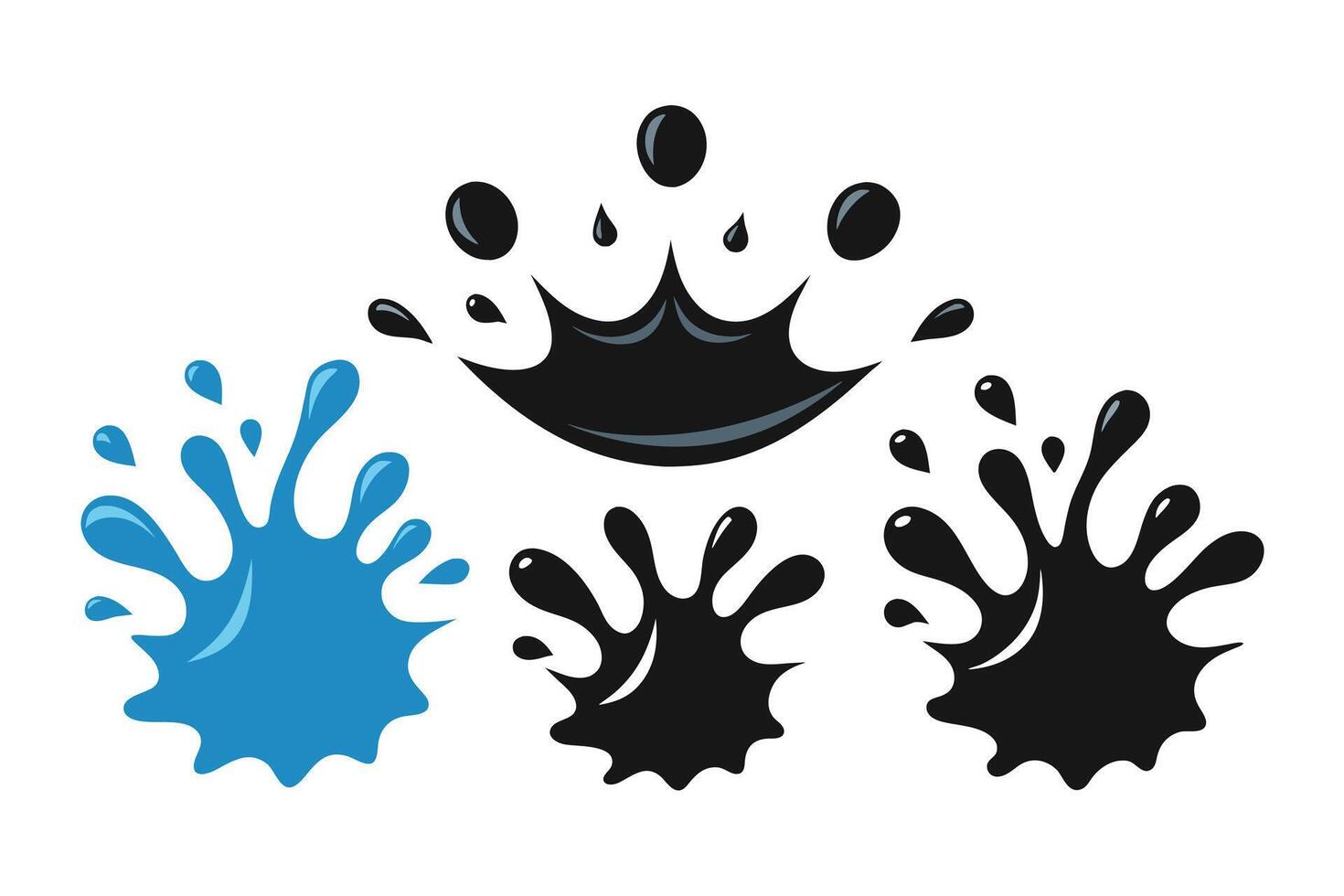 Set of Splash water vector set icon. Fresh droplet isolated black set icon. Vector illustration splash water on white background