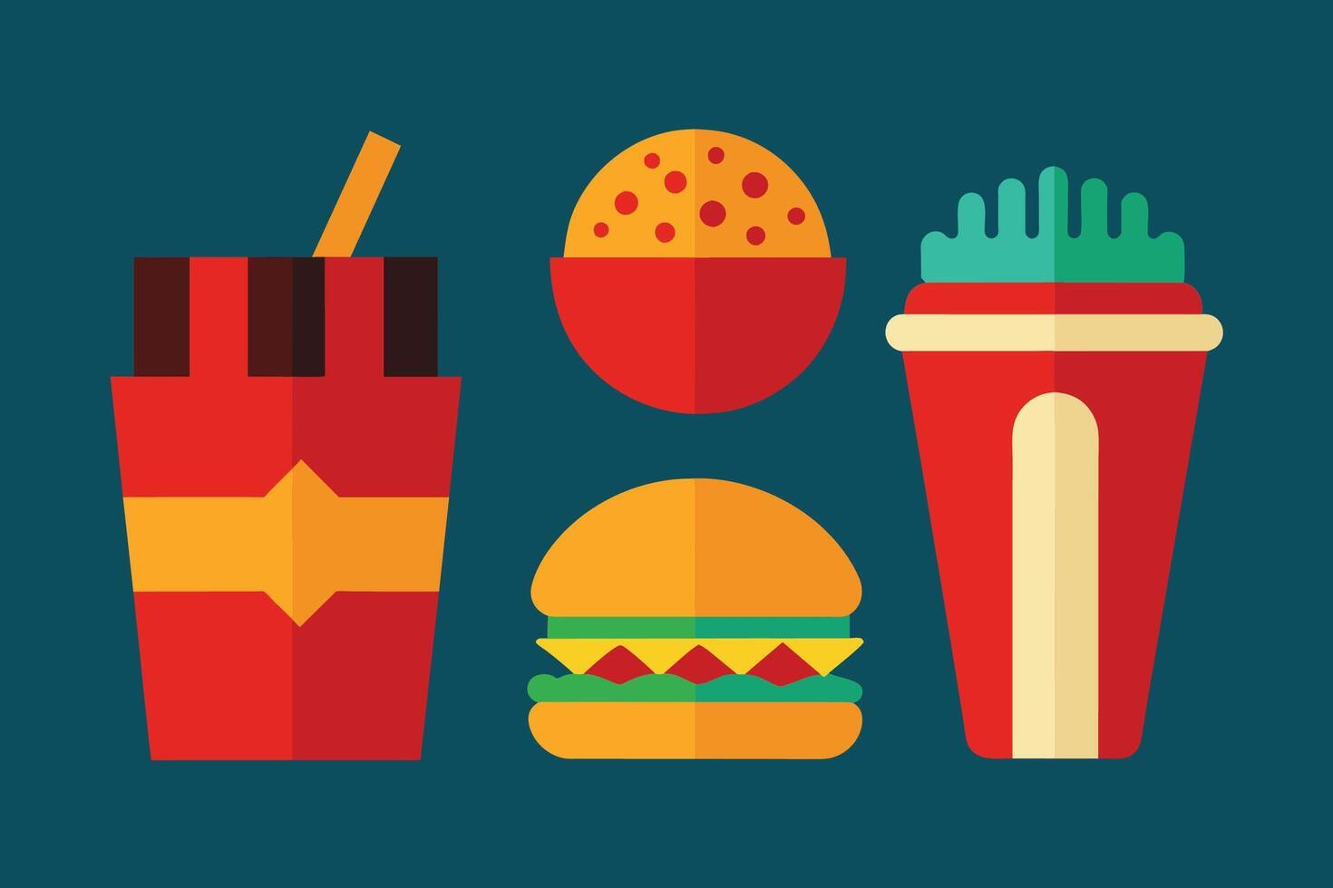 rápido comida icono diseño conjunto vector