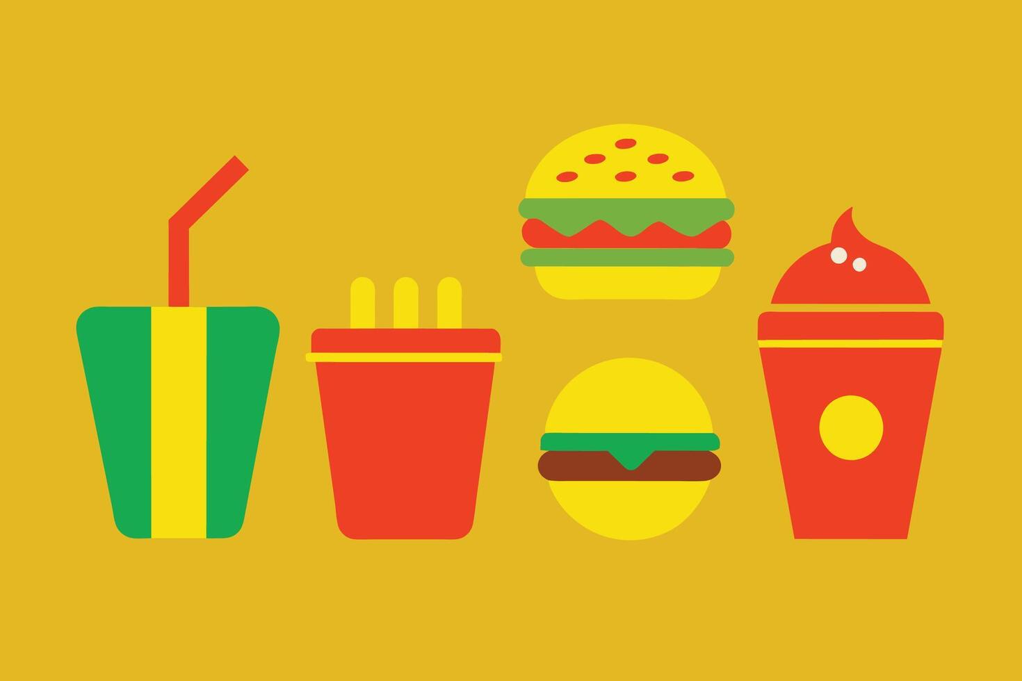 rápido comida icono diseño conjunto vector