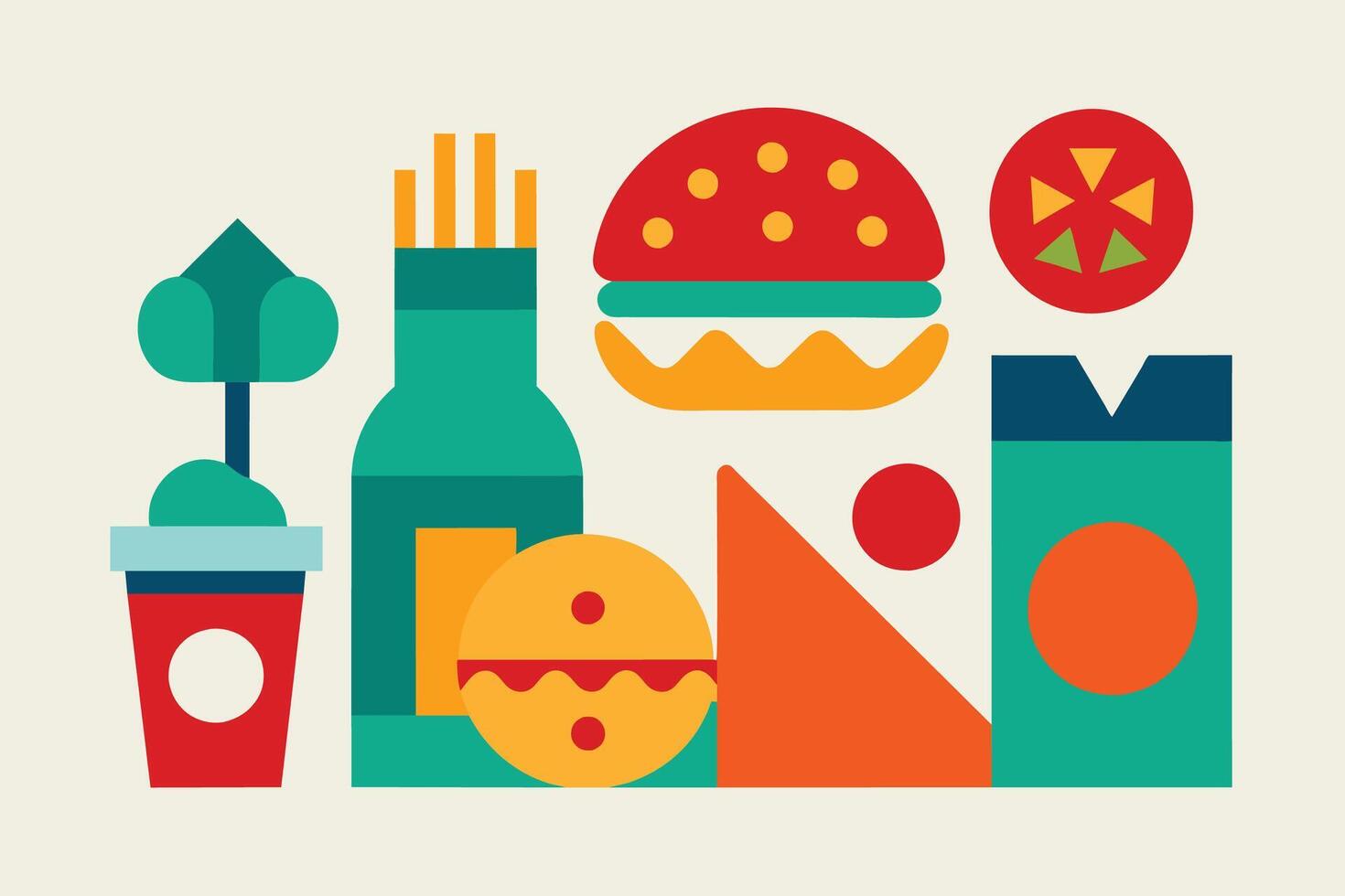 Many kinds of food Design Set vector