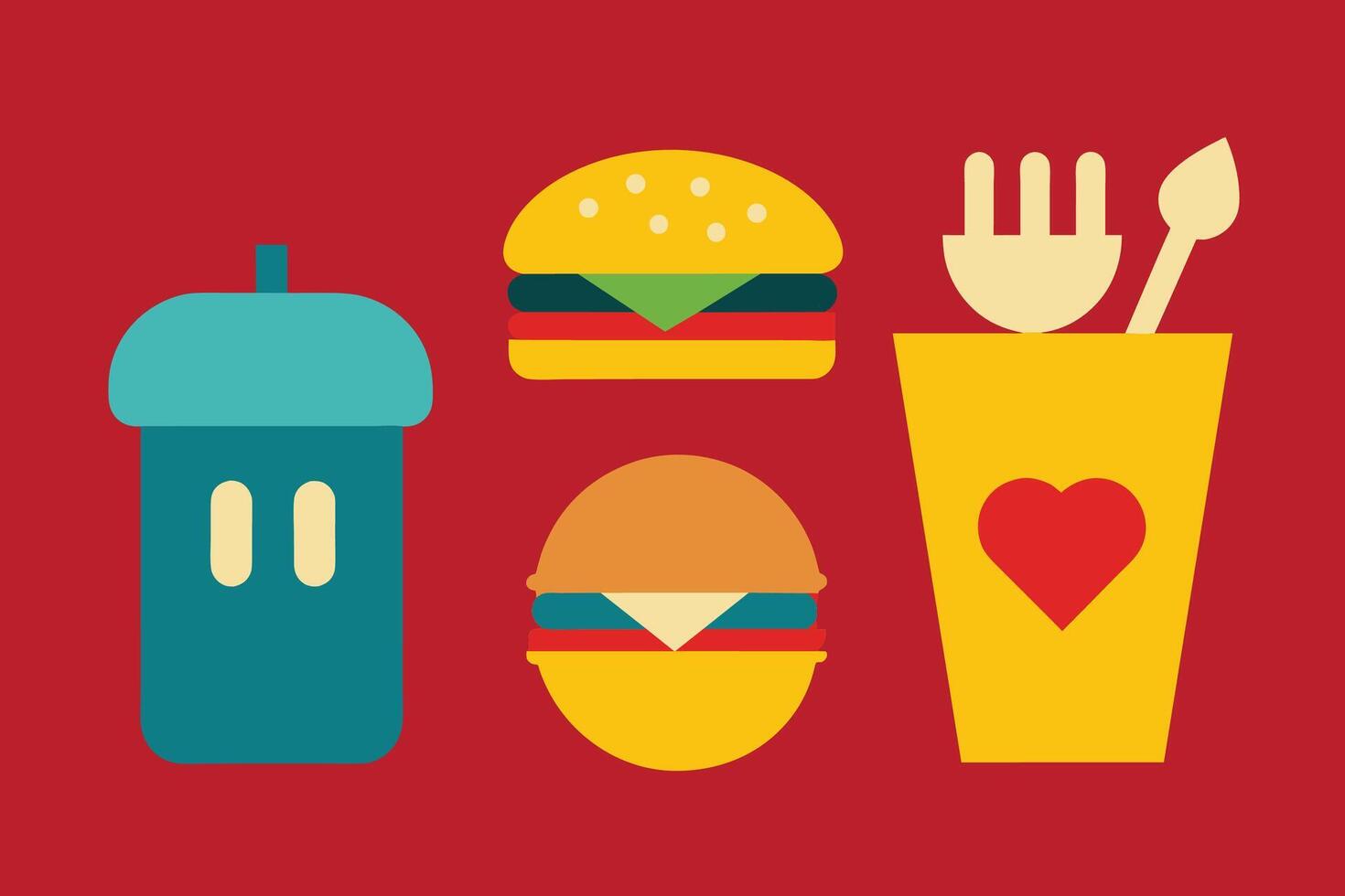 Fast food Icon Design Set vector