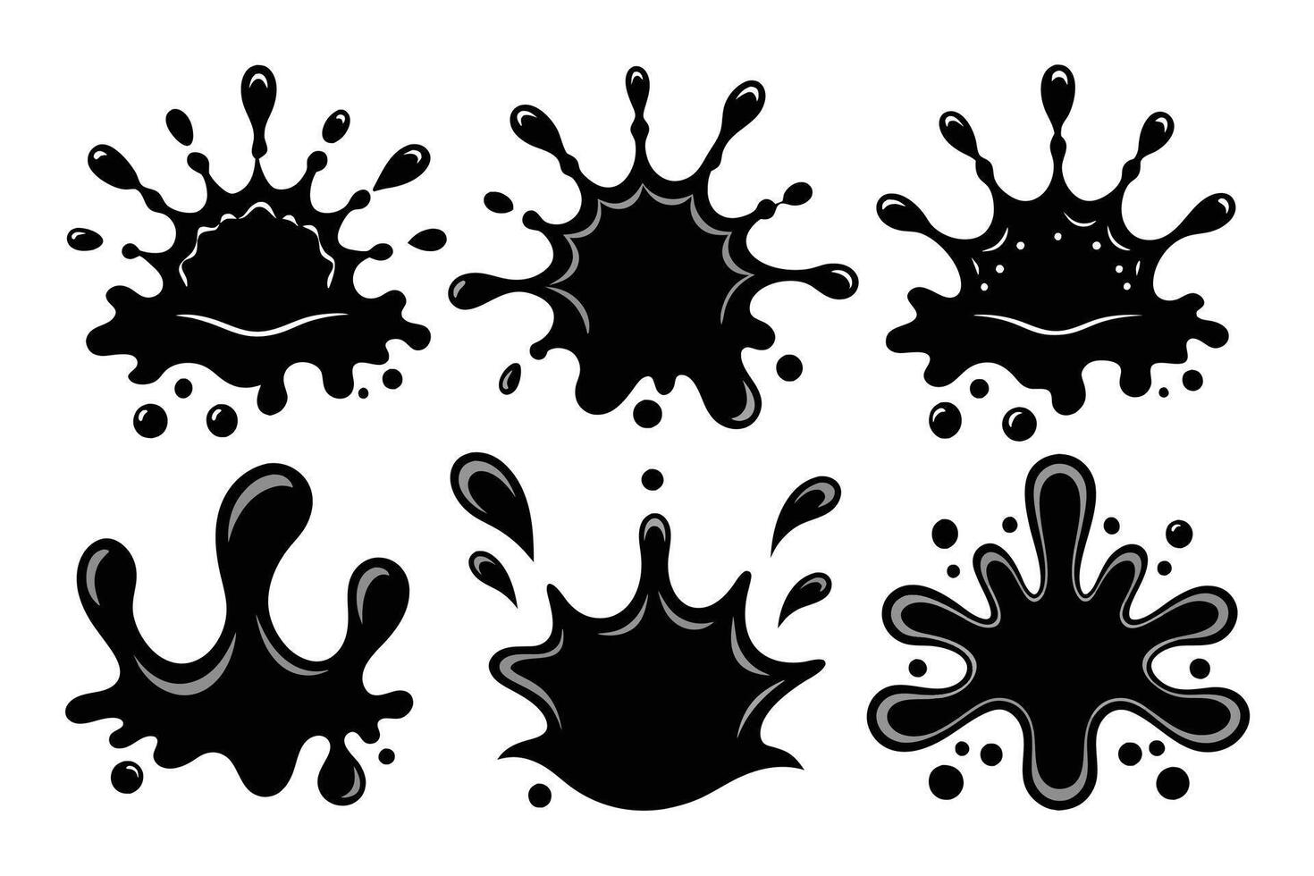 Set of black Splash water vector black set icon. Fresh droplet isolated black set icon. Vector illustration splash water on white background