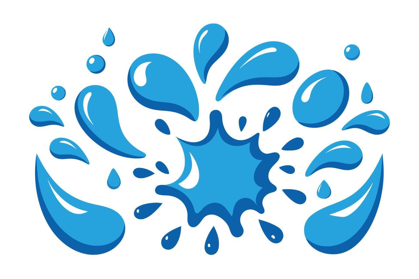 Set of Splash water vector set icon. Fresh droplet isolated black set icon. Vector illustration splash water on white background