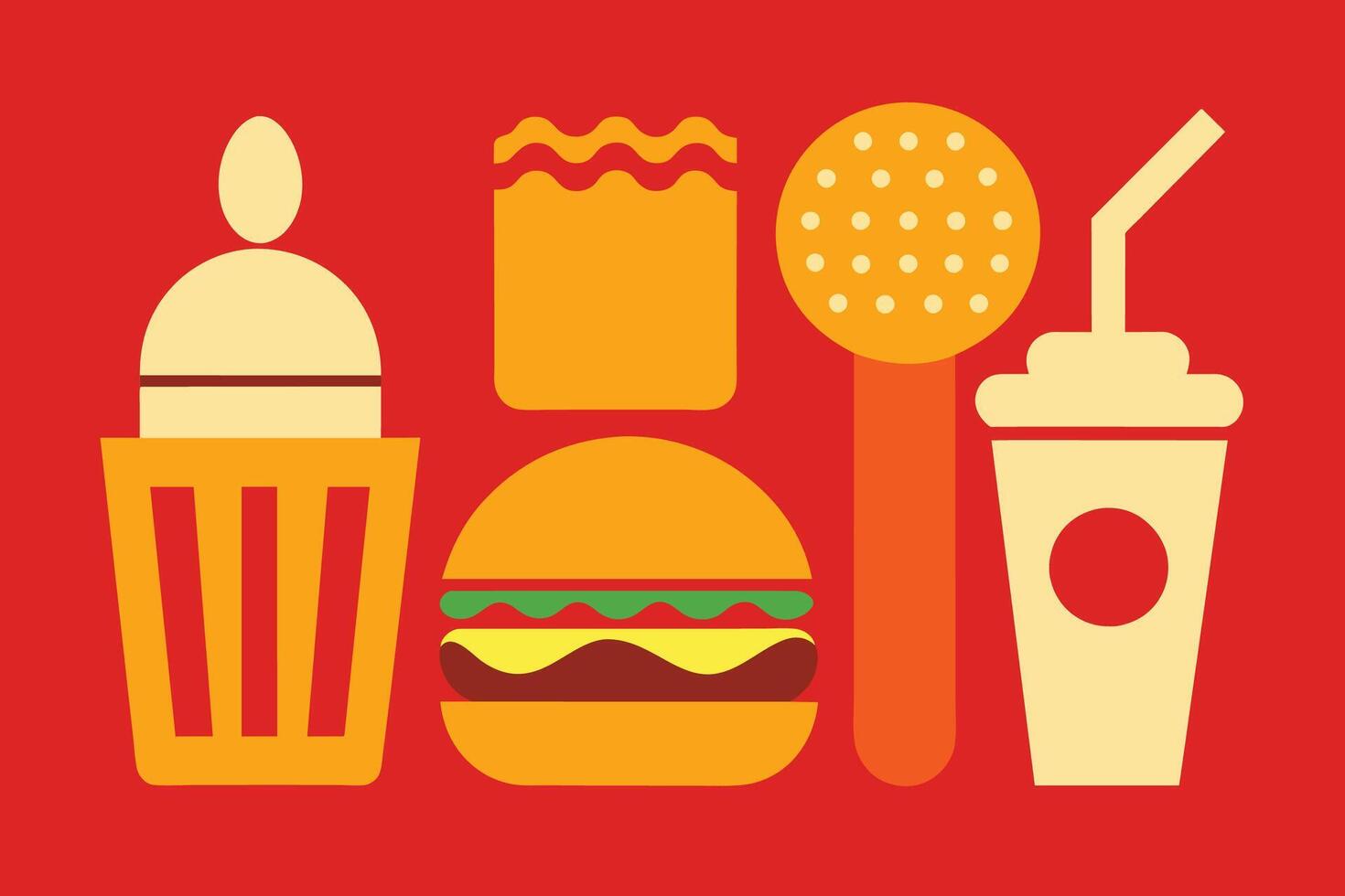 rápido comida icono diseño conjunto vector